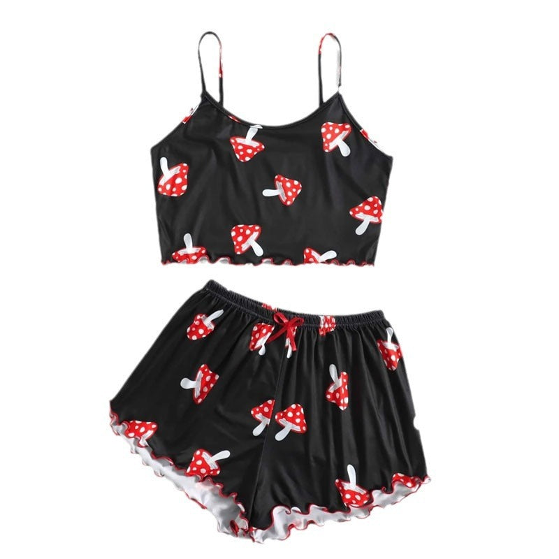 Women's Sleeveless Camisole Top and Shorts Pajama Set – European and American Style Homewear