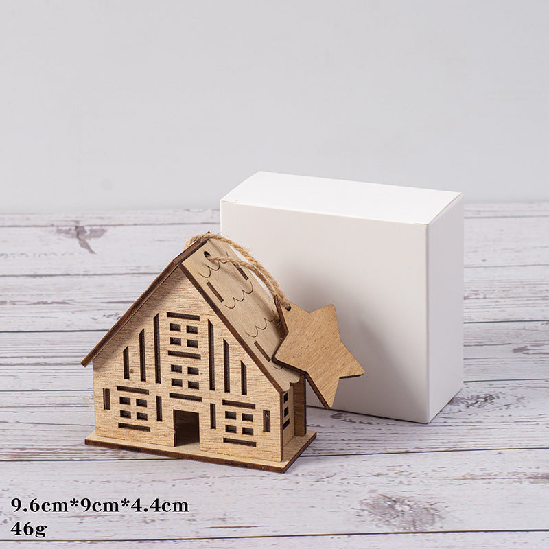 Christmas Wooden Luminous Cabin Holiday Ornaments
