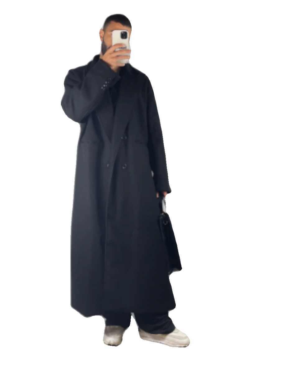 Loose Profile Long Below The Knee Overcoat Coat For Men