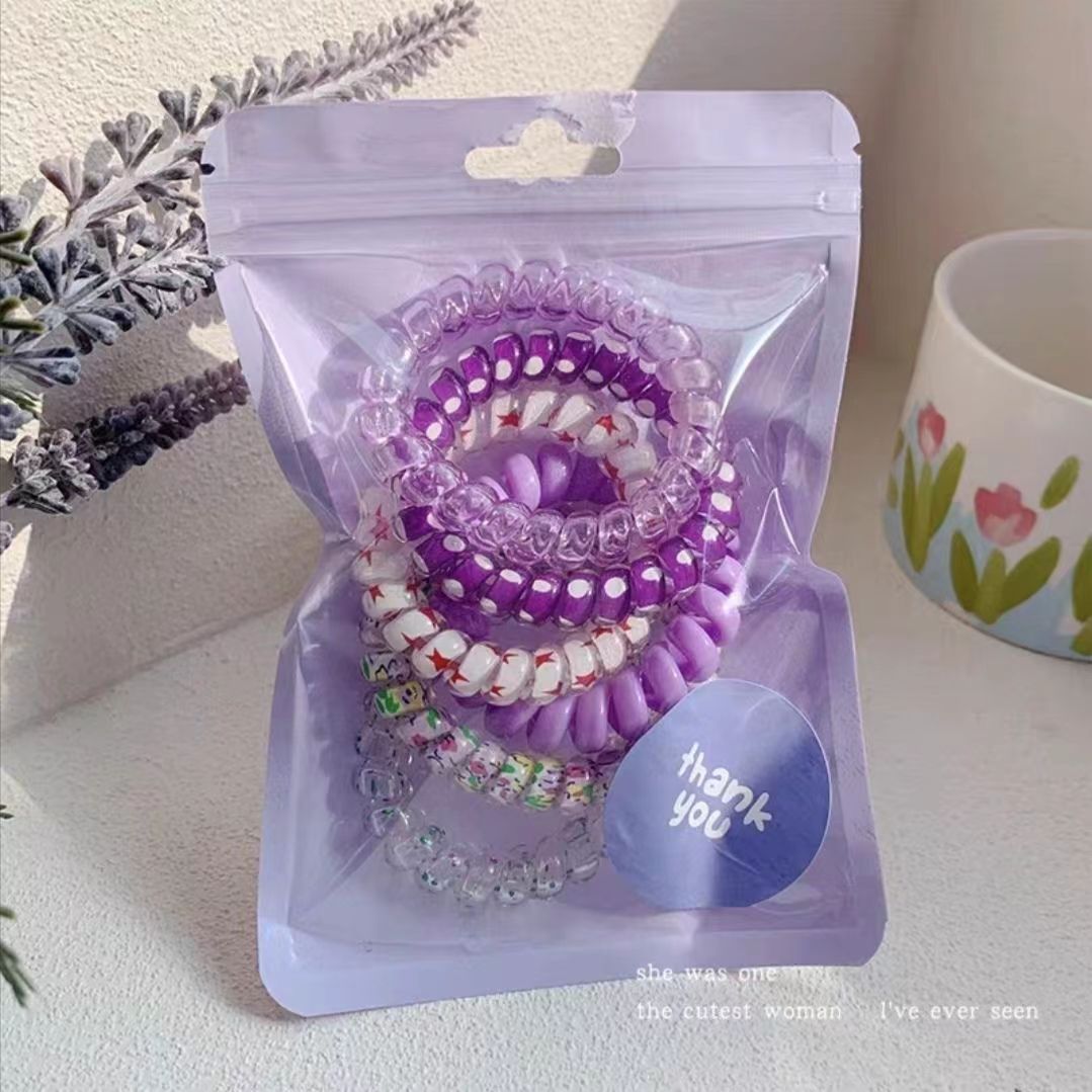 Gradient Color Telephone Line Hair Rope Girls Head Rope Rubber Band Headdress