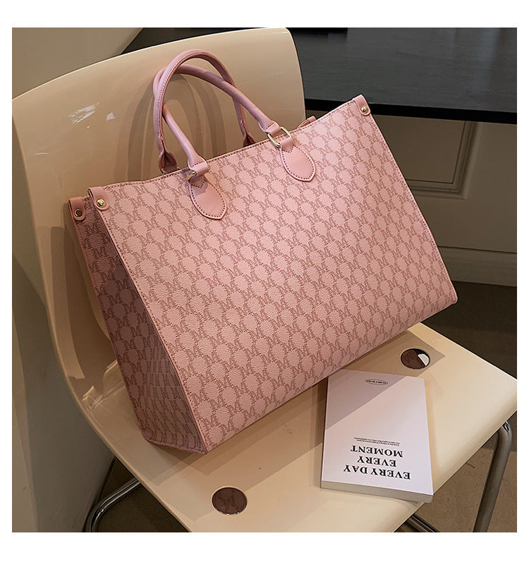 Women's Retro Tote Bag PU Leather Letter Print Capacity