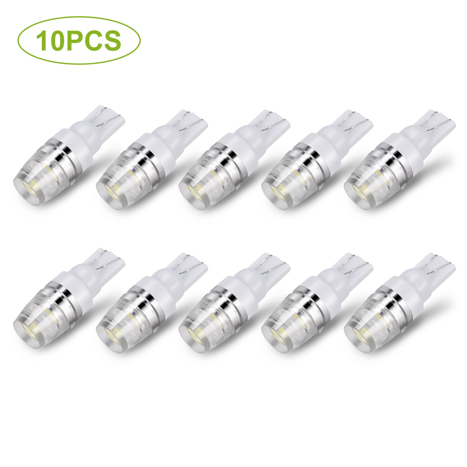 10PCS T10 LED Bulbs, 194 12V 1W 5730 Xenon White Wedge Base Replacement Lights for License Plate, Parking, and Interior Use