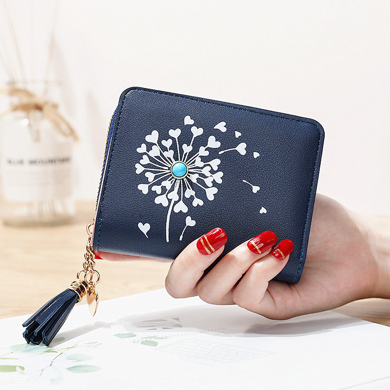 Simple PU Leather Zipper Multiple Card Slots Mini Short Women's Wallet