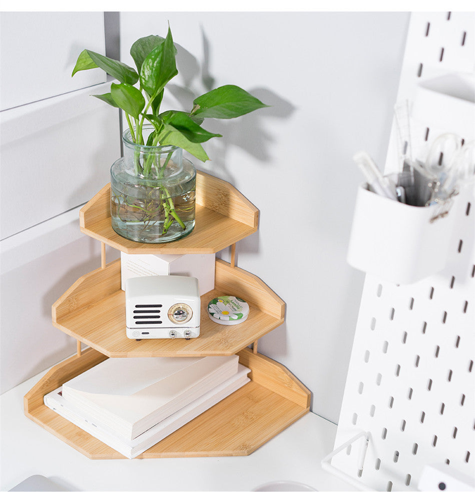 Solid Wood Multi-Layer Desk Organizer – Storage Rack for Sundries