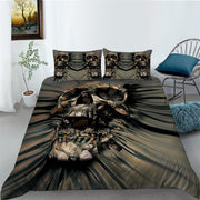 3D Printed Skull Pattern Three-Piece Chemical Fiber Bedding Set