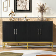 Four Door Cabinet With Metal And Crossed Leg Design