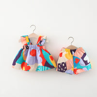 Big Flower Overall Dress Set