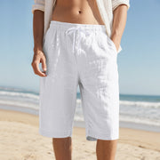 New Linen Drawstring Casual Shorts – Elastic Waist Summer Men’s Pants
