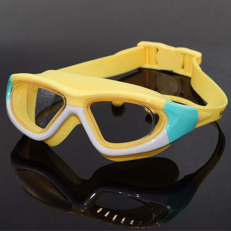 HD Children's Non-fogging Swimming Glasses Comfortable Silicone One-piece Earplugs Swimming Goggles