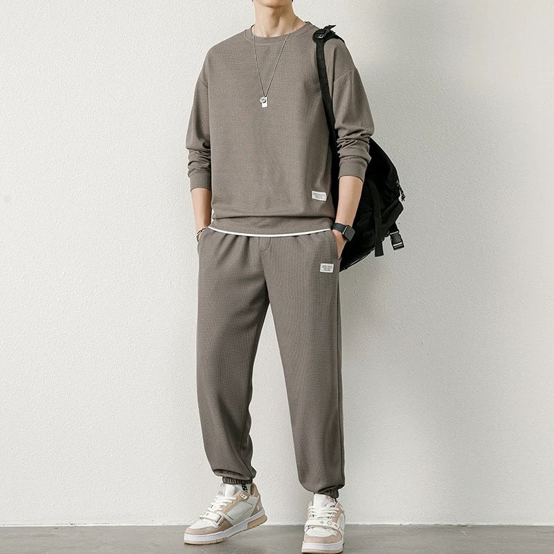 Long-sleeved Sweater Trousers Waffle Leisure Sports Student