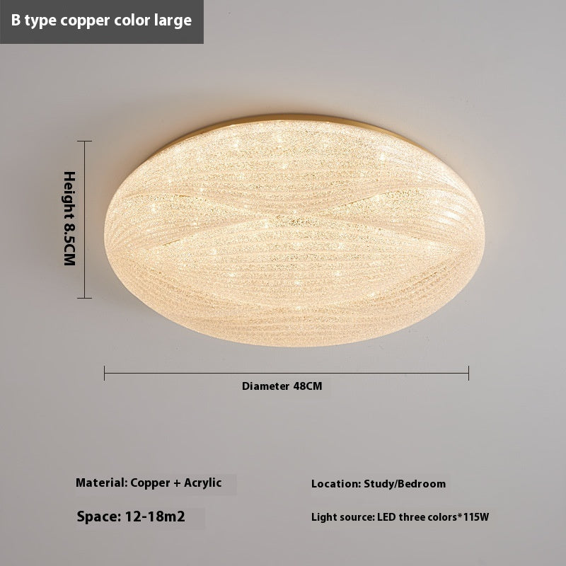Modern Light Luxury Atmospheric Cream Style Copper Round Ceiling Lamp