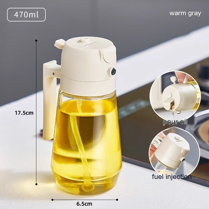 470ML 2-in-1 Olive Oil Sprayer & Dispenser – Glass Bottle for Cooking, BBQ, Air Fryer