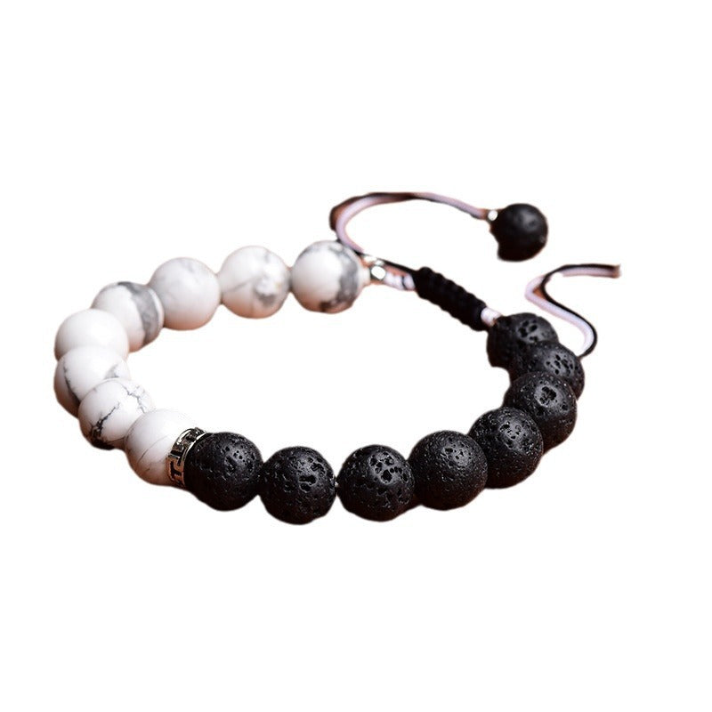 White Turquoise Volcanic Rock Couple Bracelet