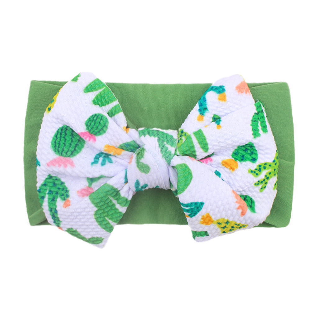 Nylon Bow Hair Band Baby Cute Soft Bow Printed Headband Baby Headscarf