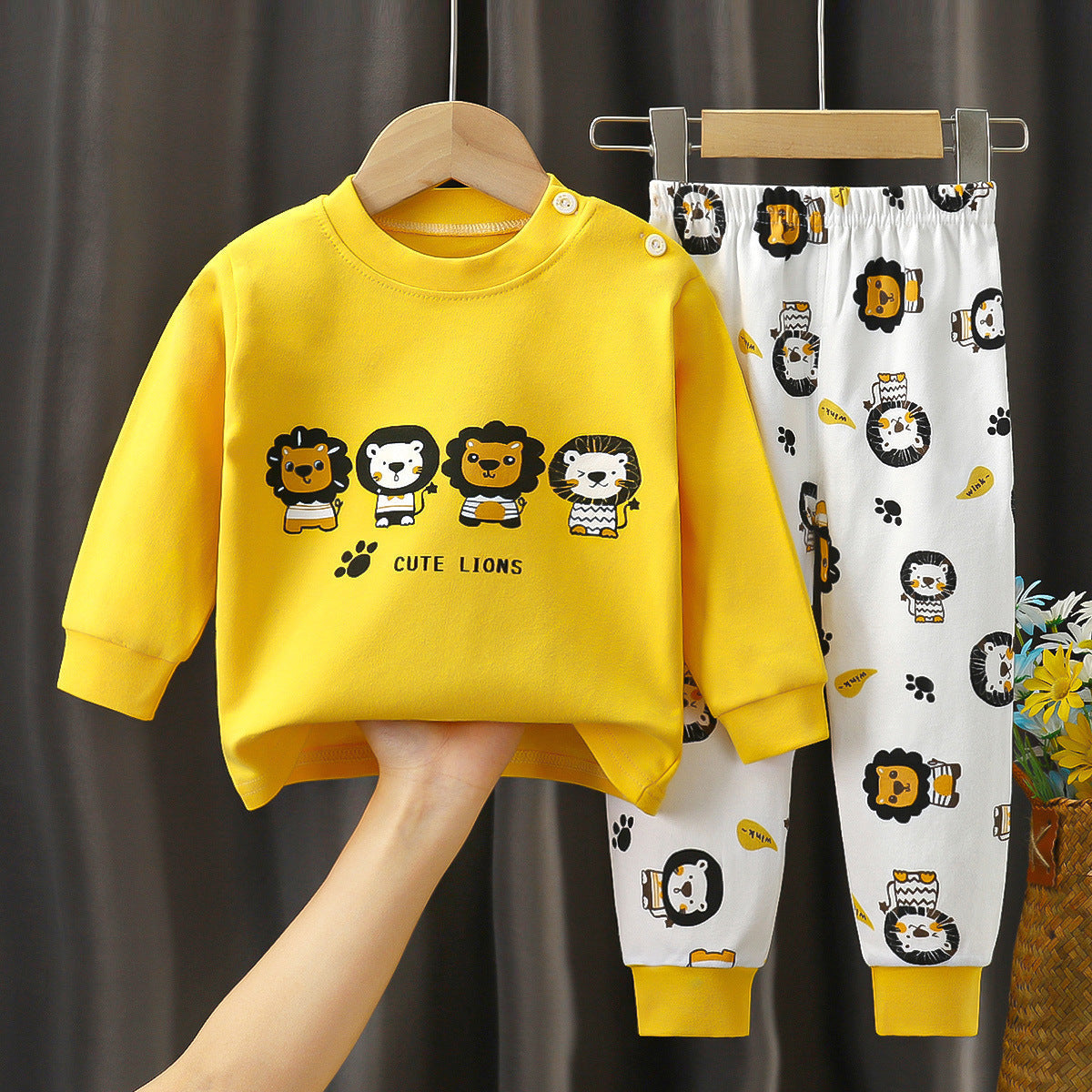 Unisex Kids Casual Two Piece Cotton Rainbow Set Relaxed Fit