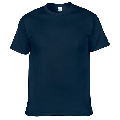 Round Neck Men's Relaxed Fit Cotton T Shirt Solid Color