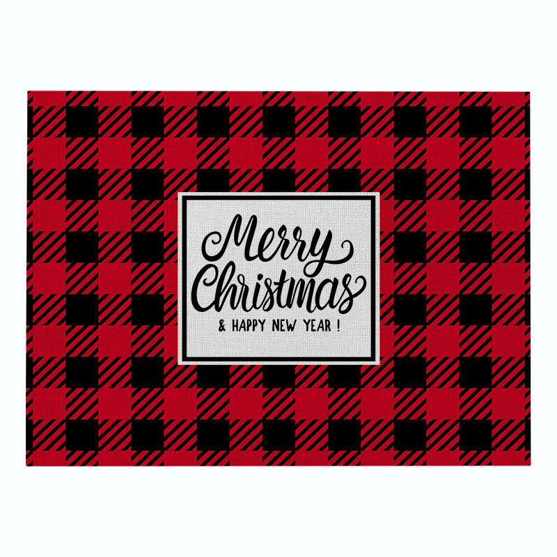 Christmas Series Cotton And Linen Placemat Dining Table Cushion Heat Proof Mat Anti-scald