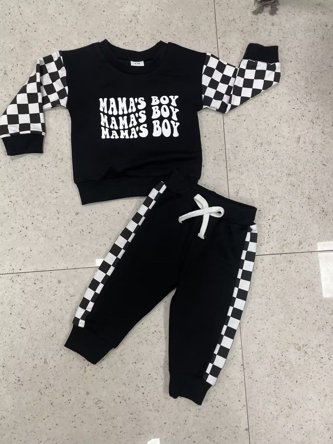 Kids Plaid Long Sleeve Sweater Set Cotton Blend Casual