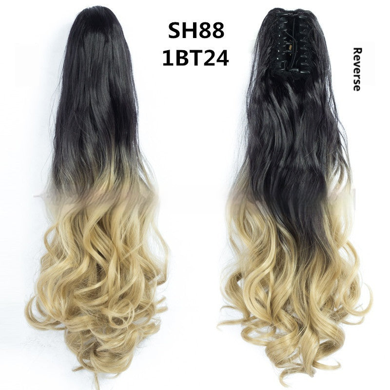 Colorful Long Curly Clip-On Ponytail Wig – Vibrant & Heat-Resistant