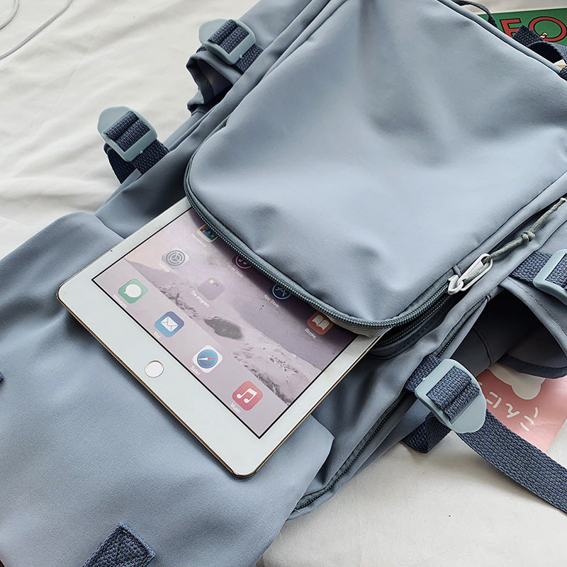 Women's Nylon Casual Campus Backpack Plain Shoulder Bag