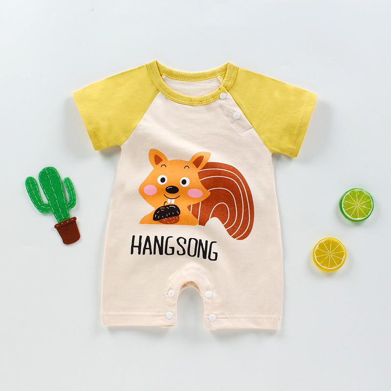New Summer Baby One-Piece Romper – Cotton Short Sleeve Crawling Clothes for Newborns and Infants