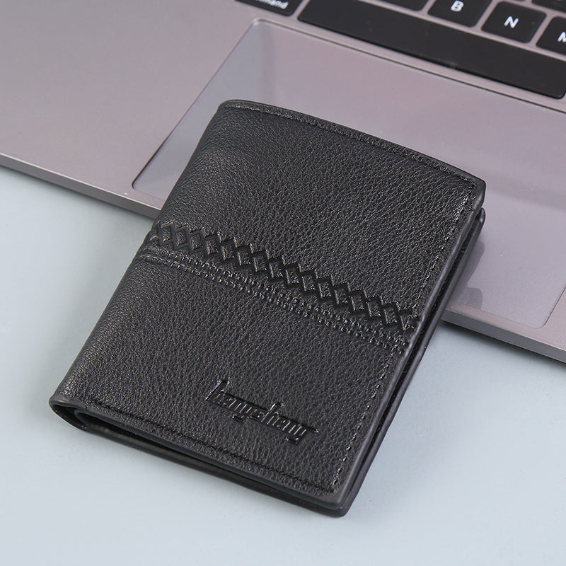 Men's Short PU Leather Wallet Slim Geometric Pattern