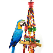 Multicolor Cotton Rope Parrot Chew Toy with Wood and Plastic