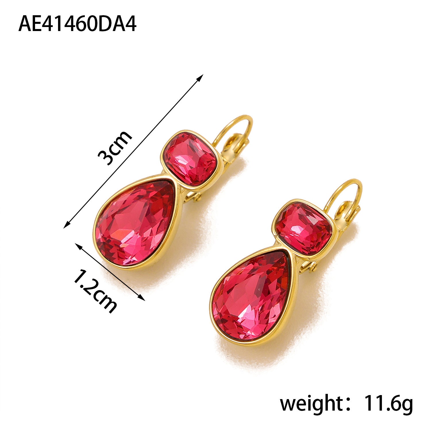 Stylish Water Drop Geometric Design High Sense Women's Titanium Steel Color Zircon Earrings