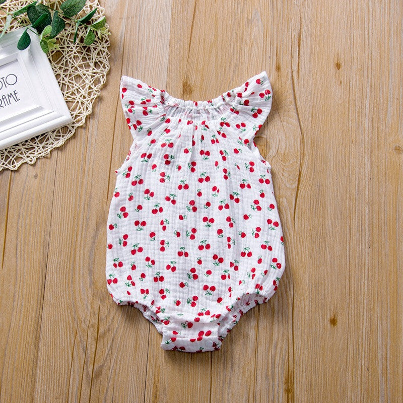 Casual Cotton Baby Romper – Short Sleeve One-Piece Outfit for Girls