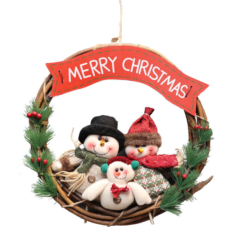 Wreath Christmas Vine Circle Pendant  Door Hanger