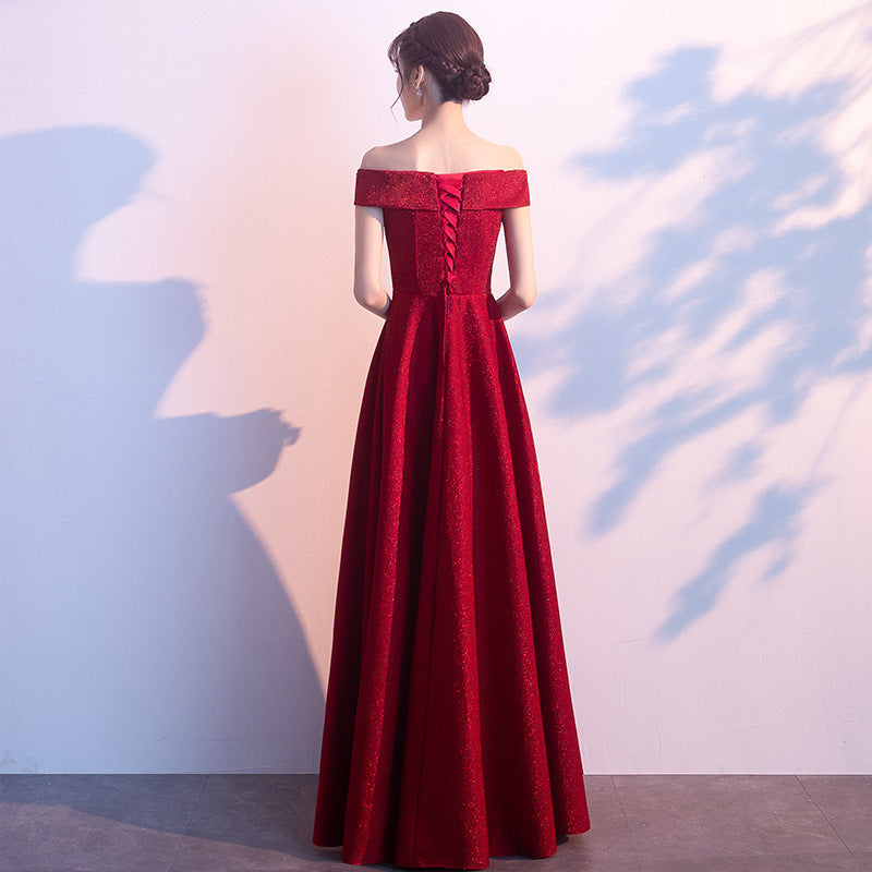 Elegant Red Polyester Evening Dress for Wedding Engagement