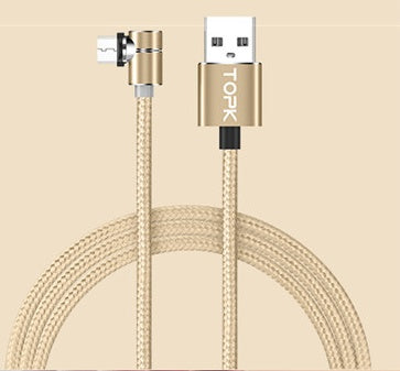 360° Rotating Magnetic Micro-USB Charging Cable – Fast Charge Phone Cord, LED, Nylon-Braided
