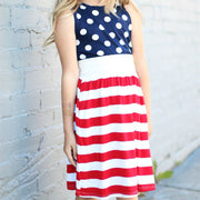 American Independence Day Flag Sleeveless Vest Striped Polka Dot Dress