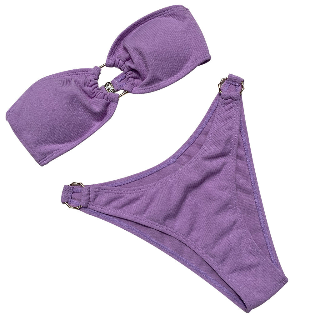 Women’s Solid Color Bikini Set – Sexy Padded Swimwear