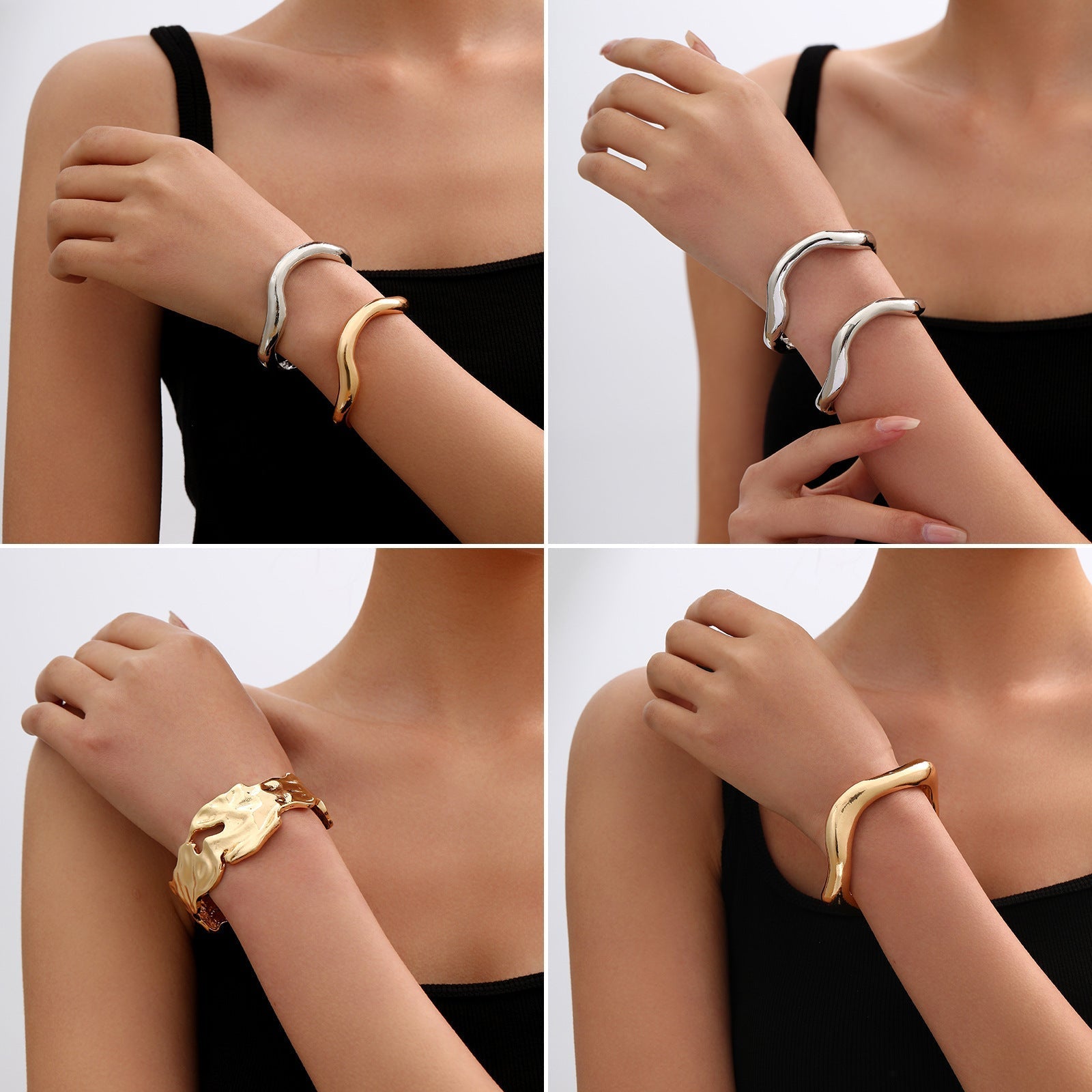 Women's Adjustable Lava Metal Bracelet – Open End Chic Design