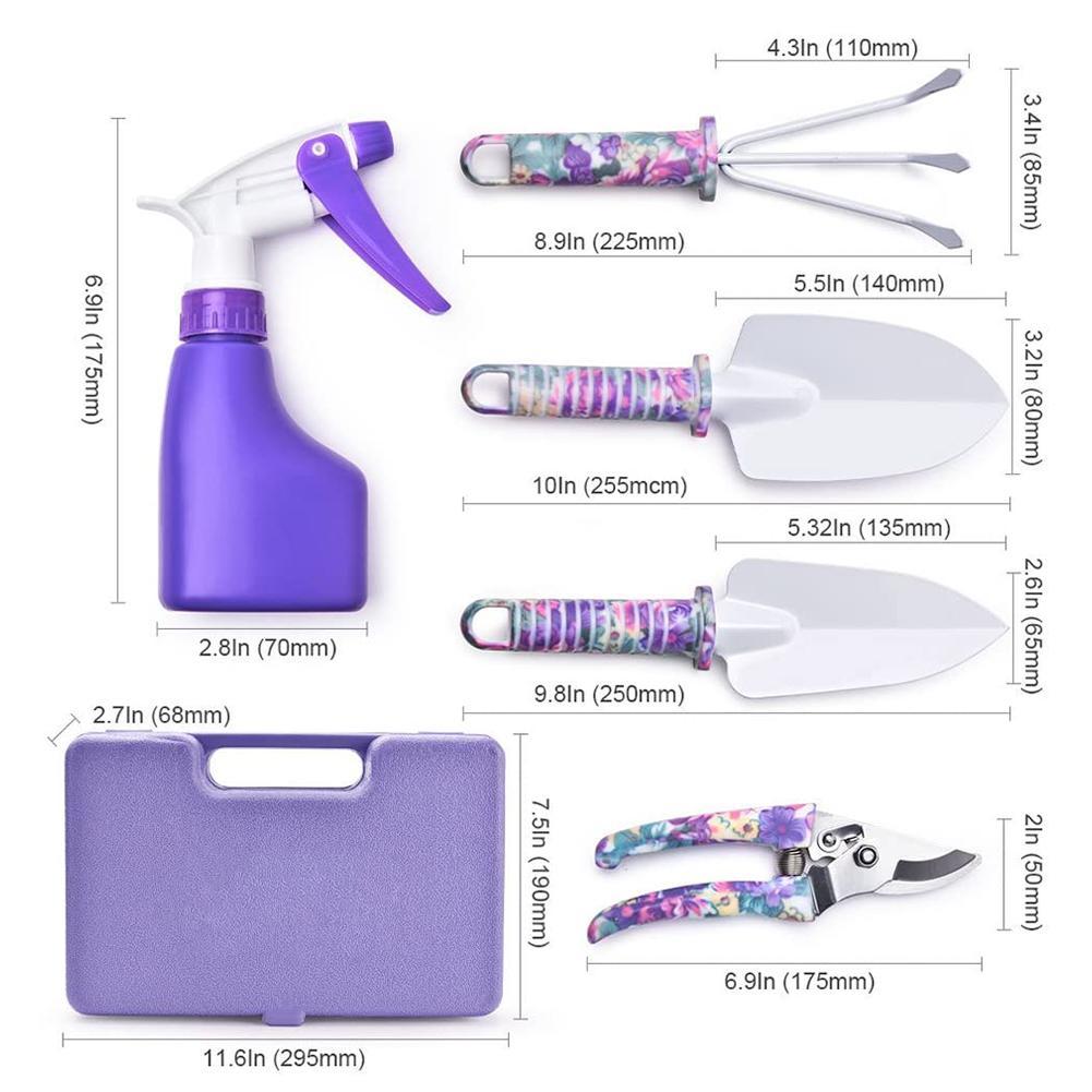 10-Piece Rust-Proof Sandblasting Gardening Tool Set with Environmental Plastic Handles – Purple