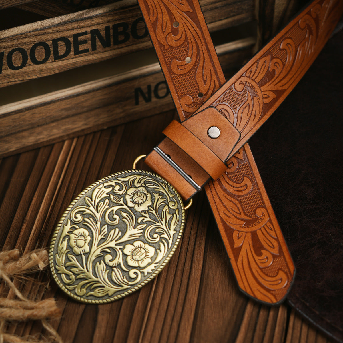 Retro Deer Embossed Belt Imitation Leather Buckle Unisex