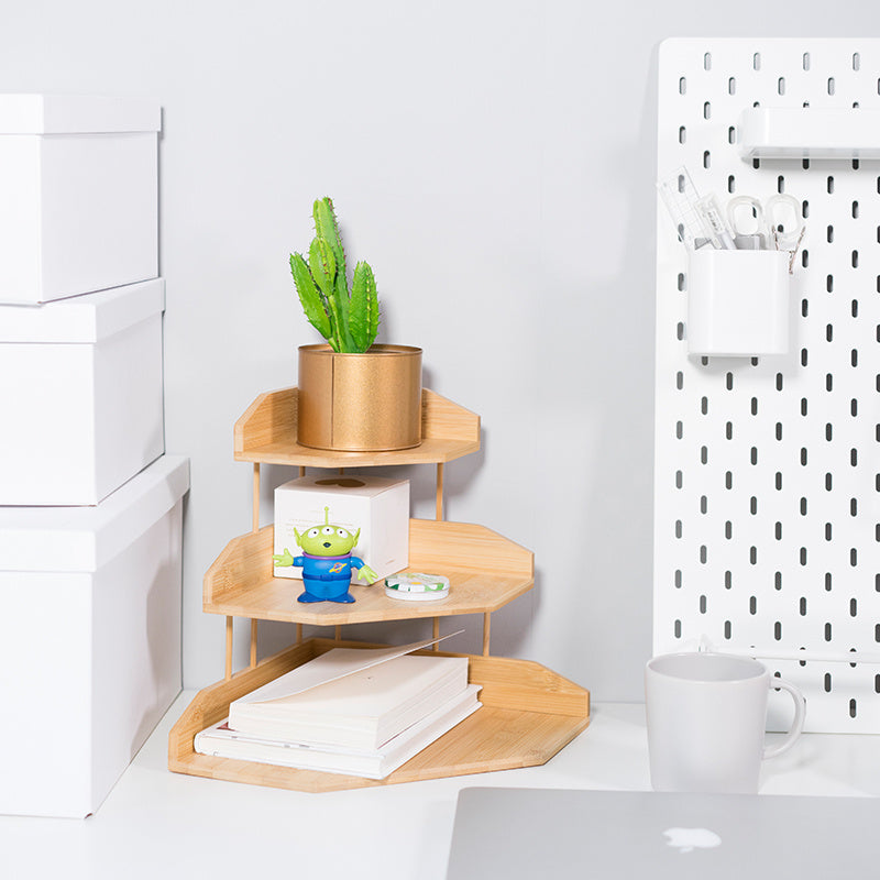 Solid Wood Multi-Layer Desk Organizer – Storage Rack for Sundries