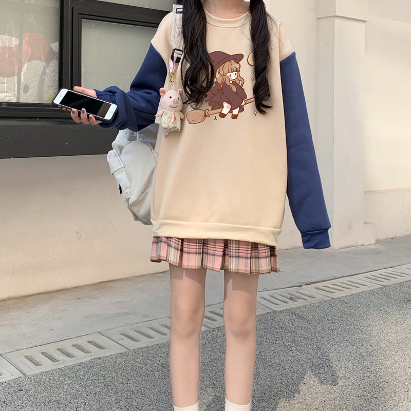 Cute Oversize Sweater Women Loose Plus Velvet Padded Jacket