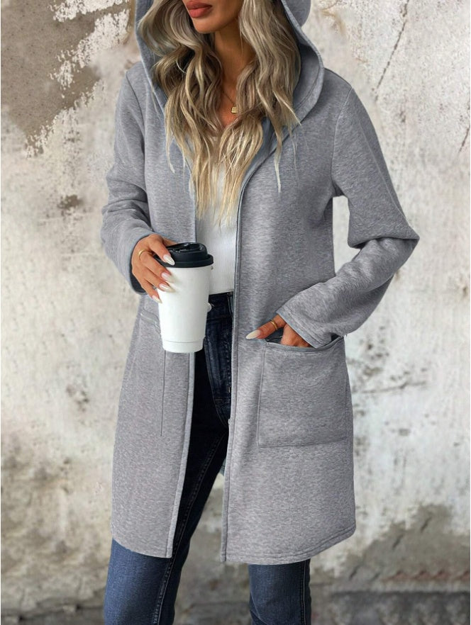 Women's Autumn Long Sleeve Hoodie Jacket, Drop Shoulder
