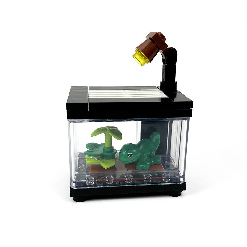 Small Particle Building Blocks Creative Small Scene Fish Tank Pet Box Small Living Room Home Interior Decoration Toy Ornaments