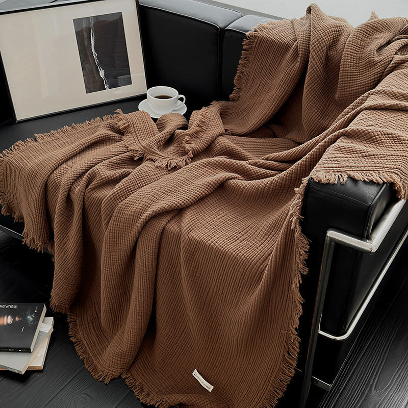 Household Fashion Tassel Simple Cloth Blanket