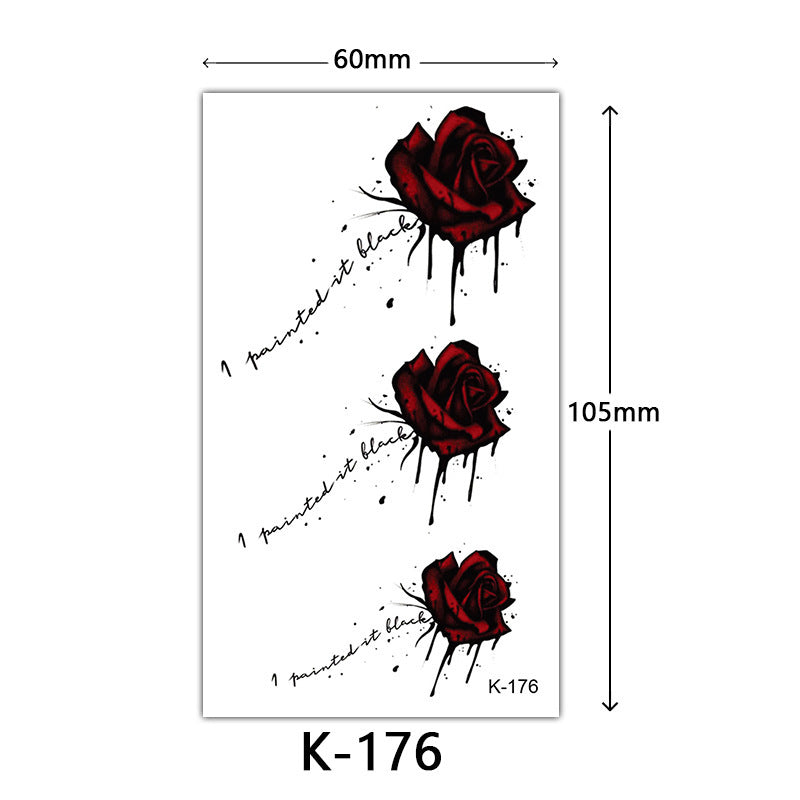 Tattoo Stickers – English Letters, Flowers, Butterfly Sketch Lines, Waterproof Temporary Tattoo