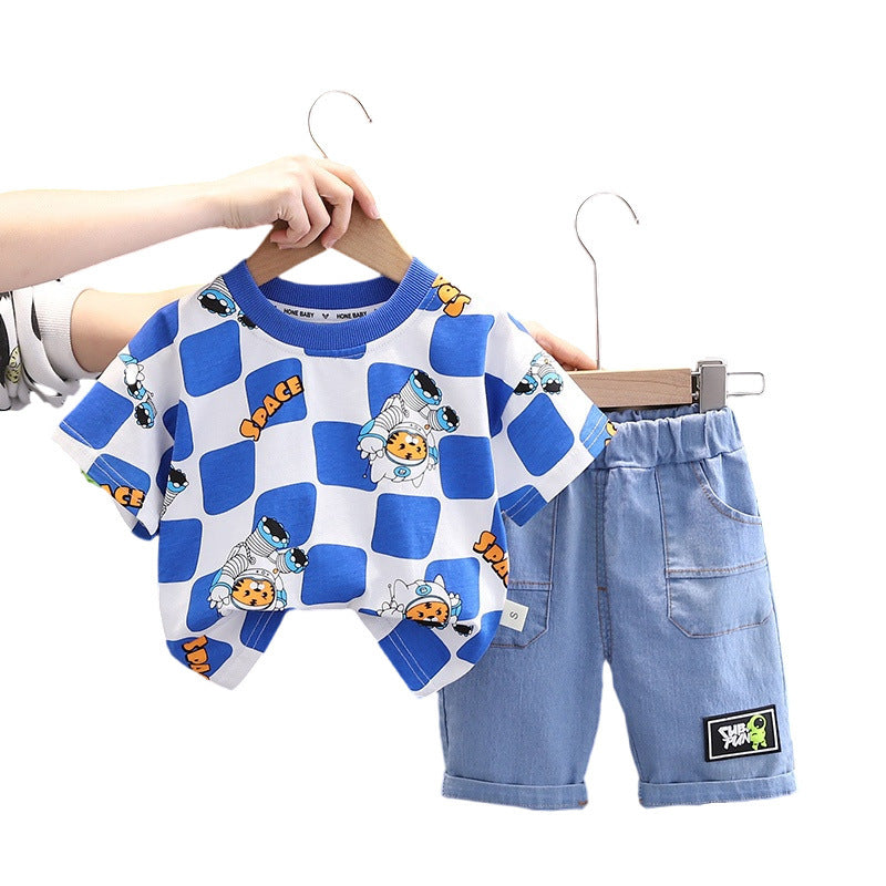 Fashion Personality Short Sleeve Boys Summer Suit