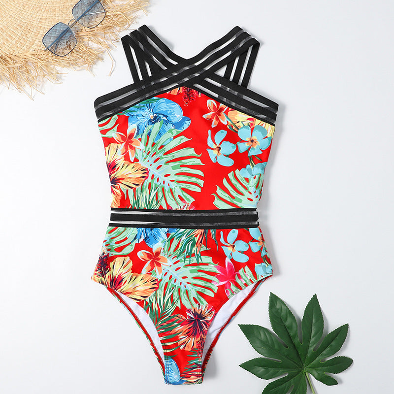 Women’s Floral One-Piece Swimsuit – Sexy Padded Swimwear