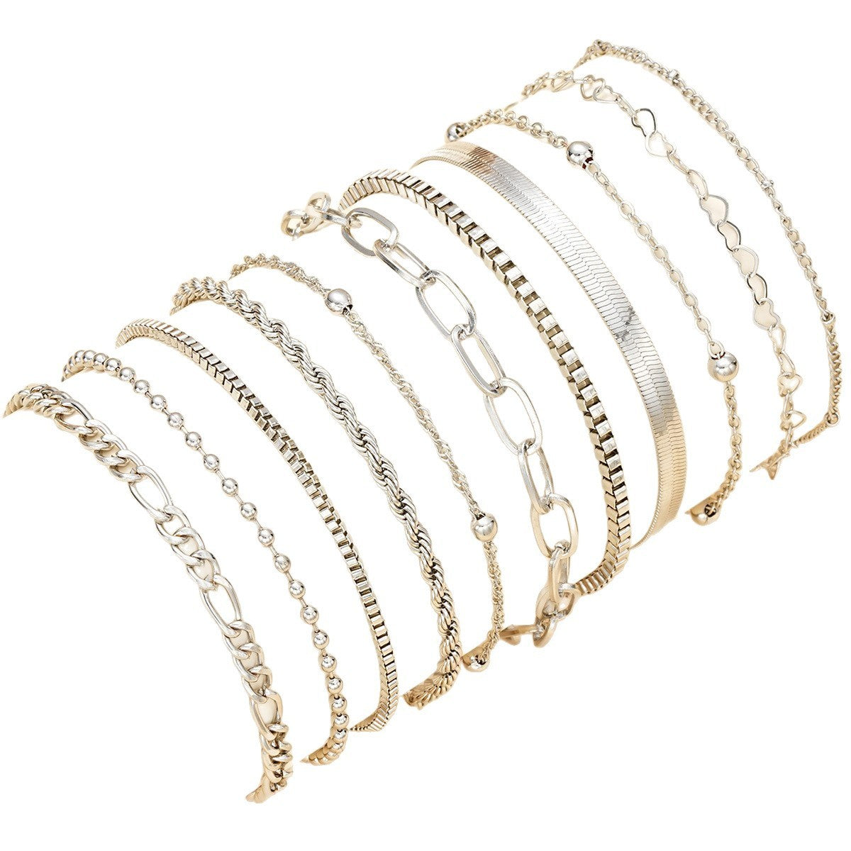 Unisex Twin Chain Heart Bracelet – Classic Alloy Regular Fit