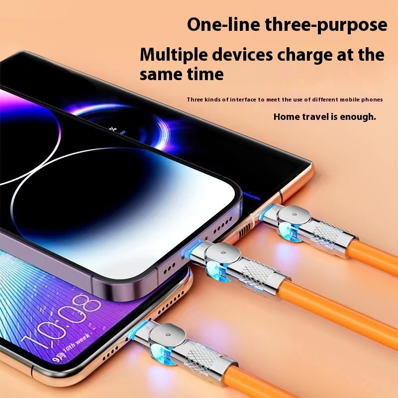 Fast Charging Rotating One-to-three Mobile Phone Charging Cable