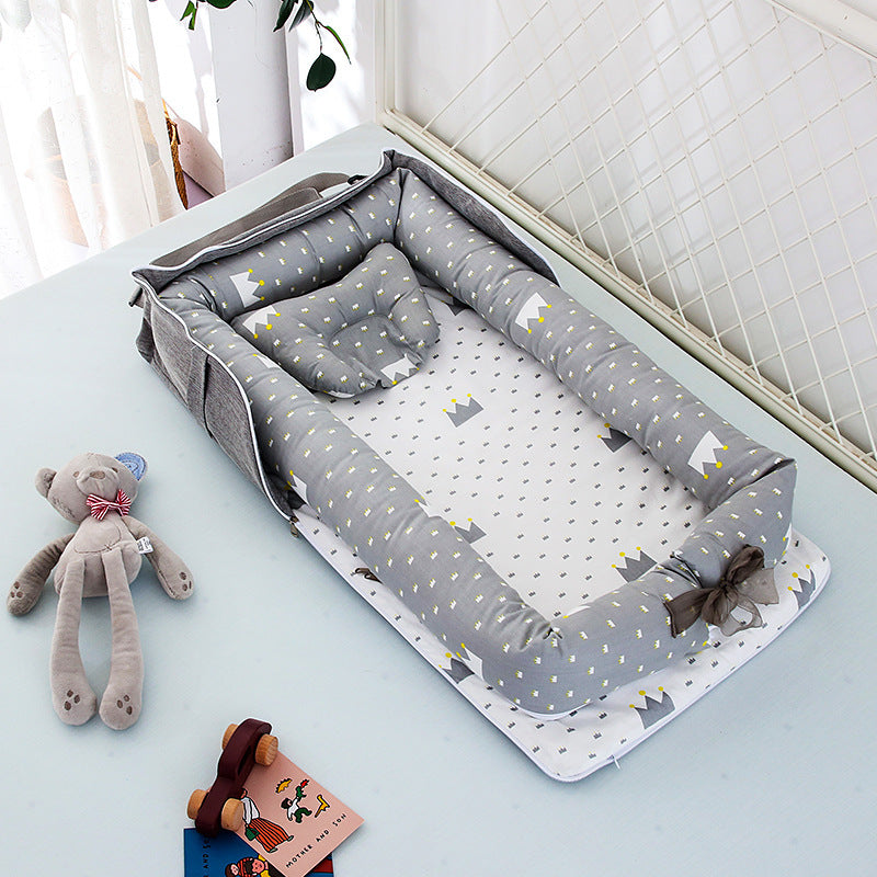 Portable Foldable Cotton Baby Bed – Travel Bassinet with Carry Bag