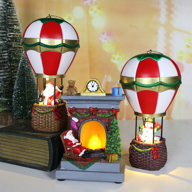 Christmas Resin Decorations Luminous Fireplace Small Night Lamp Decorative Ornaments