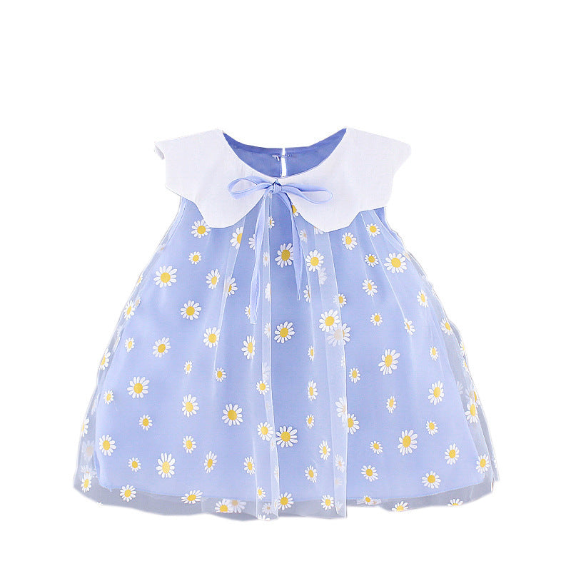 Kids Sleeveless Lapel Cotton Blend Shirt For Summer